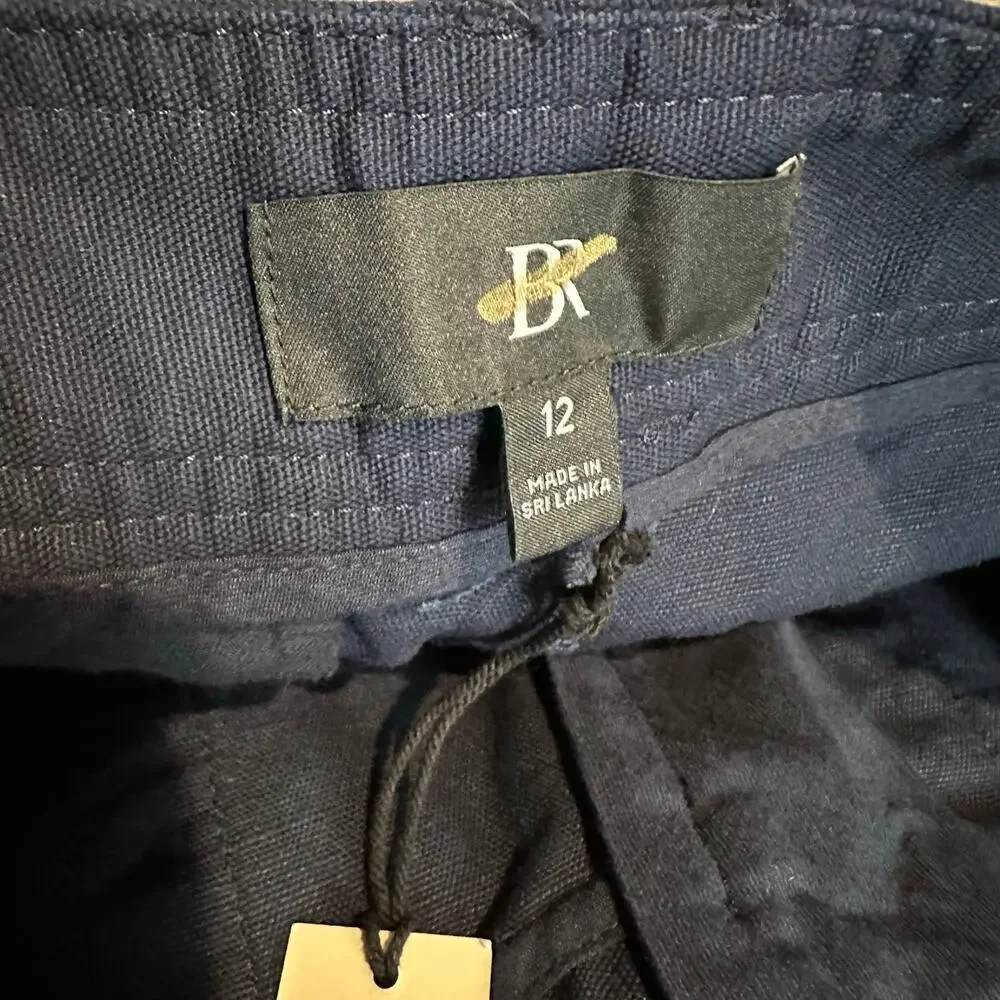 Banana Republic Mya Cotton Linen Cargo Pant Navy Blue 12